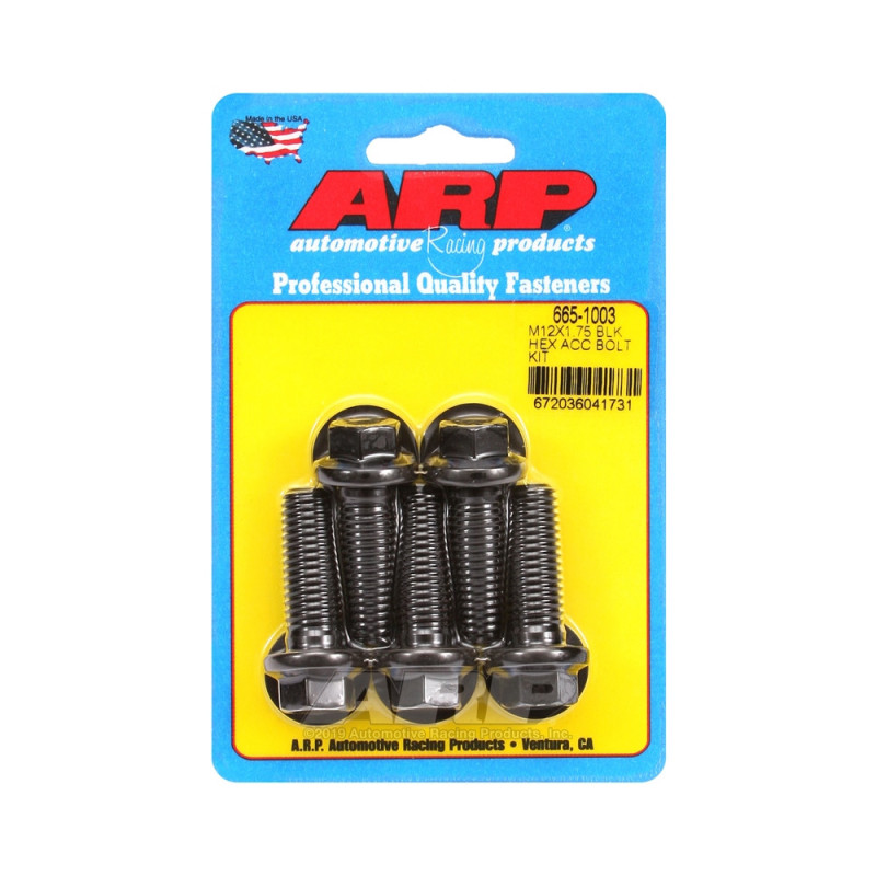 Set de șuruburi și piulițe universale ARP M12 x 1,75 – șuruburi hexagonale cu finisaj negru oxidat, x5 - ARP-665-1003 - 665-1003 - 3666618196190